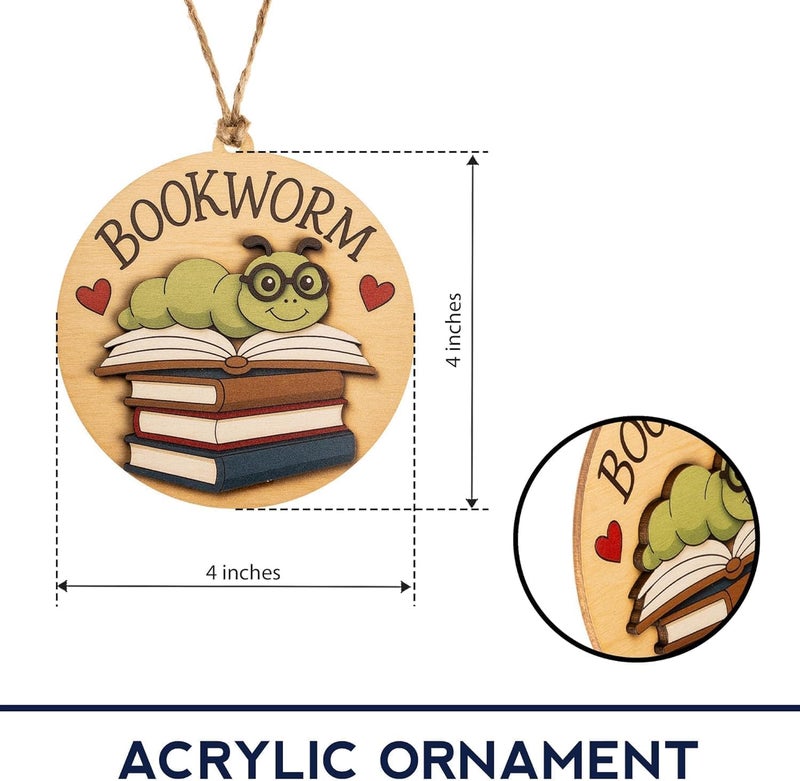 NELXI Bookworm Gifts for Women, Funny Christmas Ornaments, Unique Book Ornament, Holiday Book Lover Christmas Ornaments, Reading Club Gifts for Women, Librarian Present, Literary Decor Keepsake, Cozy Accent - Image 4